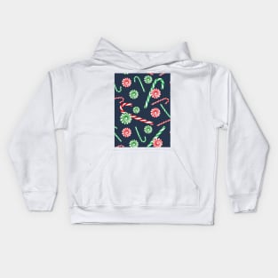 Peppermint dreams on navy blue Kids Hoodie